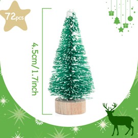 EVINIS 72 Pcs Mini Artificial Christmas Trees with Wood Base, Green
