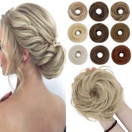 SEGO Hairpiece with Elastic Band, 55 g, Bun Hair Pieces, Hair Scrunchie with Hair, Hair Extensions, Updo Hairstyles, Messy Bun for Girls, Medium Blonde Mix Blonde
