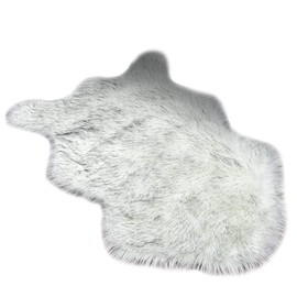Faux Sheepskin Rug - Fluffy Fur Rug - Sheepskin Throw Washable Non Slip Soft Shaggy Area Rug, White Fluffy Rugs Small Rugs for Living Room Bedroom Bathroom Sofa Floor Decor 60 x90cm (White Gray)