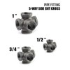 AGUTEA Black 5-way Side Exit Cross,Cast Iron Pipe Fitting Cast