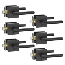 Amerdeco 6 Pack Matte Black Interior Privacy Door Handles, Heavy Duty Interior Bedroom Door Lever, Door Handles Interior for Bathroom AM0031