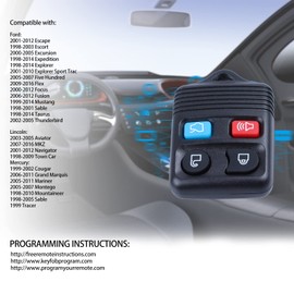 Car Keyless Entry Remote Key Fob Replacement fits for Ford Mustang Focus Expedition Explorer Taurus Fusion Escape, Mercury P/N: CWTWB1U345 GQ43VT11T 315Mhz (Set of 2)