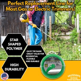 Vaughan's Master Line .080" Trimmer Line, 40ft | Green Star Shaped Polymer | Universal Weed Eater String for Gas & Electric & Battery Models | Made in The USA (2 Pack)