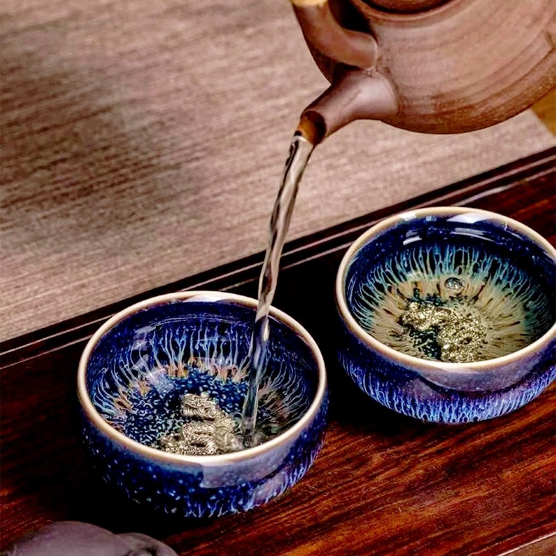 HOHCNA 3 oz Chinese Style Small Tea Cup, Handmade Jianzhan