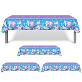 DodelyGz 4Packs Mermaid Tablecloth Mermaid Birthday Party Plastic Disposable Table Covers for Girls Birthday Baby Shower Party Decoration Supplies
