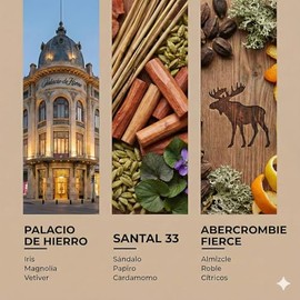 Kit 3 Esencias ambientales aroma inspirado en Palacio de Hierro, Santal 33 y Abercrombie para difusores profesionales y aromaterapia de alta concentra