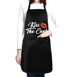 Jumsky Kiss The Cook Apron Adjustable Cooking Kitchen Chef Apron Funny Bib Aprons for Women