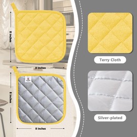 Joyhalo - Juego de 4 soportes para ollas para cocina, resistentes al calor, juego de almohadillas para orejas calientes para horno, almohadillas para orejas de felpa para cocina, hornear, color amarillo
