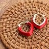 Sonateomber Red Heart Chunky Huggie Thick Hoop Earrings for Women