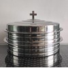 Polished Stainless Steel 2 Communion Cups Tray with Cover for