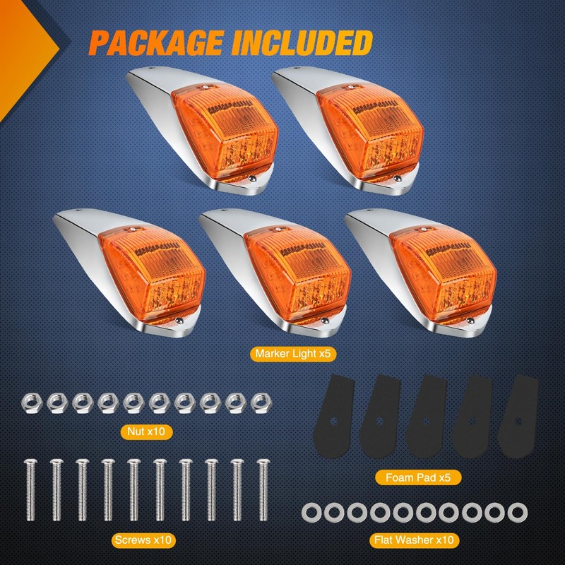 Nilight Cab Roof Marker Light 5 PCS 17 LED Amber