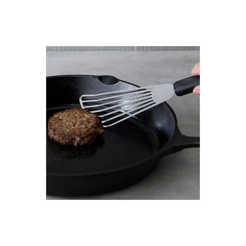 RSVP International Endurance Angled Fish Spatula/Turner, Slotted Stainless Steel with