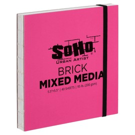 SoHo Urban Artist Brick Sketchbook Journals for Sketching, Drawing, Colored Pencils, Graphite, and More - Mixed Media 5.5"x5.5" (200 GSM, 40 Sheets) - 2 Pack