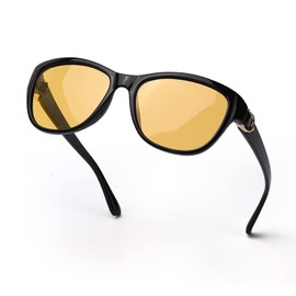 LVIOE Night Sunglasses, Driving Sunglasses, Polarized Sports Glass, Day and Night, Yellow Lens, UV400 UV Protection, Tonite Sunglasses, black frame/yellow lens