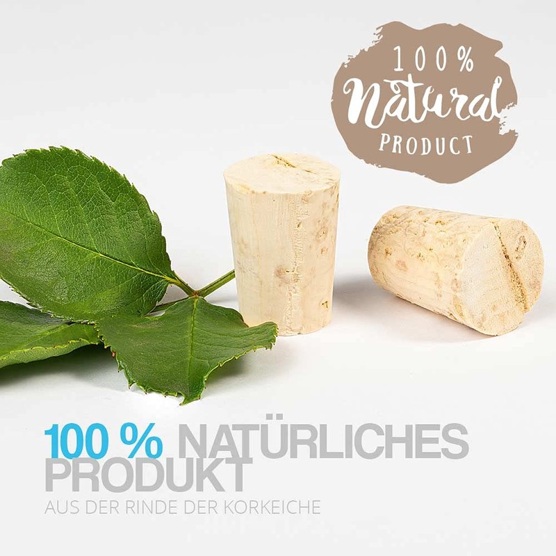 Tuuters 25 x Corks for Closing, Natural Cork, Pointed Cork