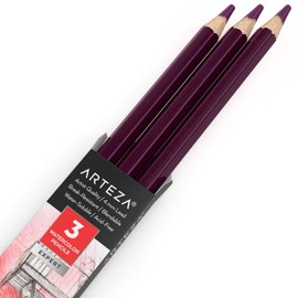 Arteza Professional Watercolor Pencils, Pack of 3, А413 Eggplant Purple, Water-Soluble Pencils for Coloring, Blending, Layering & Watercolor Techniques