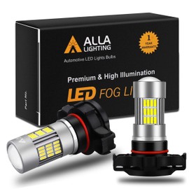 Alla Lighting High Power 4014 54-SMD Newest Version 2504 PSX24W Xtremely Super Bright 6000K Xenon White LED Fog Light Bulb Replacement