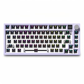 FKZ K75 Barebone Keyboard Kit,75% Hot Swap Tri-Mode Bluetooth 5.0/2.4G Wireless/Type-C Wired RGB Mechanical Gaming Keyboard Kit with Knob Screen Gasket PCB Mount Custom Keyboard DIY Kit (Purple)