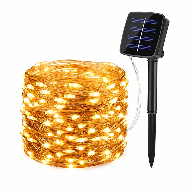 100ft Solar String Lights for Outdoor Décor – 8-Mode Waterproof