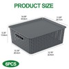 Idotry Plastic Storage Baskets with Lids, Organizer Bins, 6-Pack, Gray