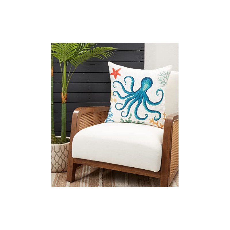 SARO LIFESTYLE Octopus Design Throw Pillow with Down Filling, Multi,