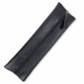 SinnWunder® Real Leather Pencil Case with Elastic Band for Ring Planner or Bullet Journal, black, Planner case with rubber