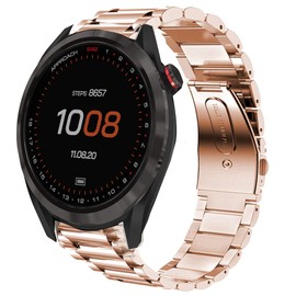 Giaogor Compatible with Garmin Approach S42 Band, Quick Release Stainless Steel Metal Replacement Straps Compatible with Garmin Approach S42 / Approach S12 / Garmin Forerunner 55 (Rose Gold)