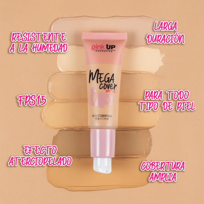 Pink Up, Maquillaje De Larga Duracin, Cobertura Completa Tono Beige