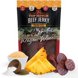 Top Notch Wagon Wheels Jerky - High Protein Snacks for Kids and Adults Made From Locally Raised Beef - Flavorful Rounds of Premium Beef Jerky (Teriyaki)