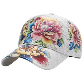 White Fang CA787 Floral Mesh Cap, Hat, Outdoor, Fishing, Golf, Men's, Women's,, white
