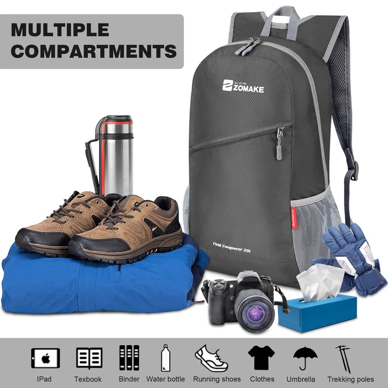 ZOMAKE Foldable Backpack Lightweight Rucksack 20L,Ultra Packable Small Backpacks Water