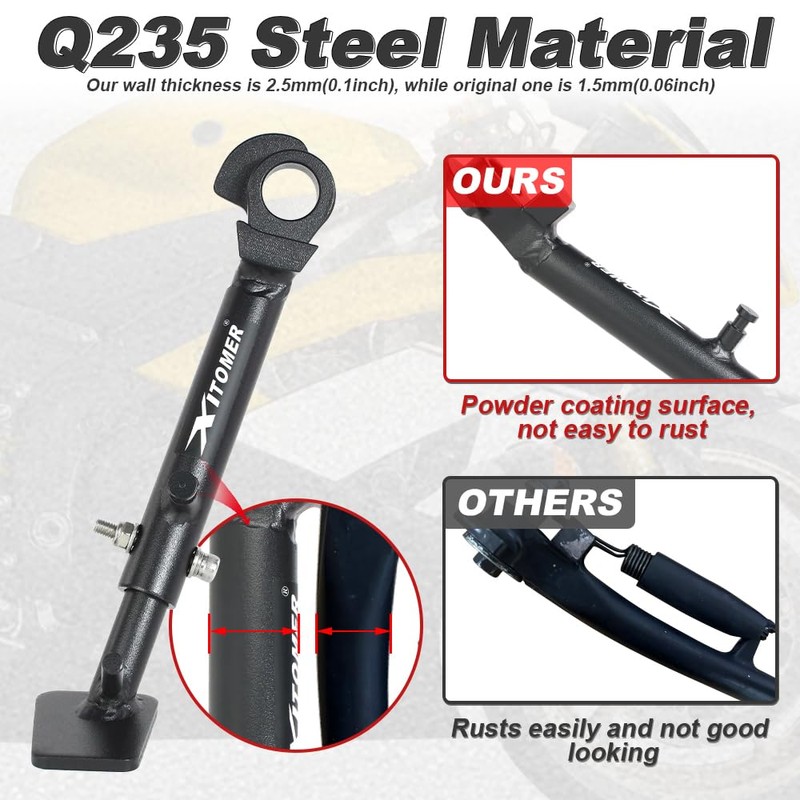 Xitomer 0-3’’ Motorcycle Adjustable Side Stand Compatible with YZF-R6 2006-2023,