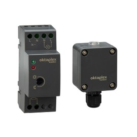 Oktaplex Edi Twilight Switch DIN Rail 35 mm 230 V External Twilight Sensor IP65 Outdoor Anthracite