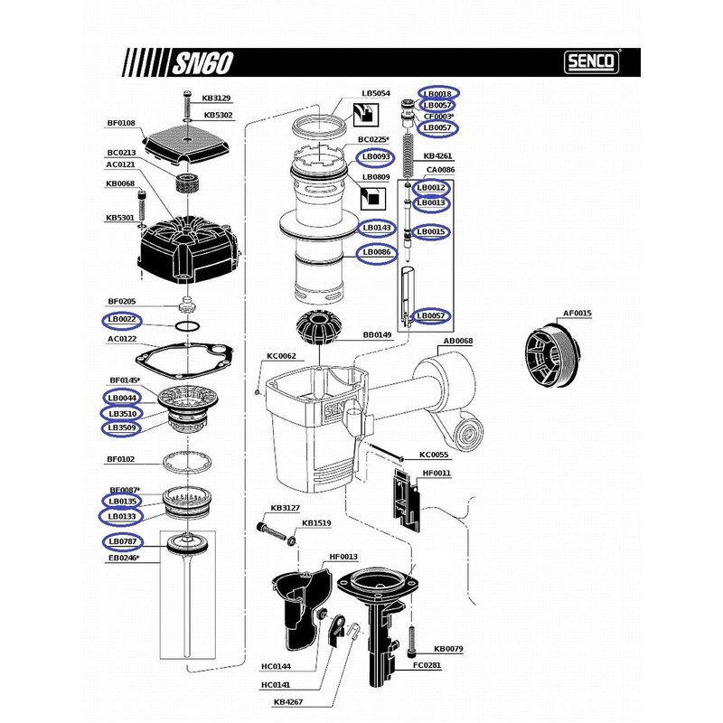 O Ring Replacement Rebuild Kit for Senco Framing Nailer SN60