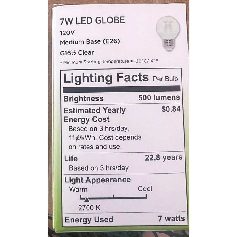 Westinghouse G16.5 7w Dimmable Led 60w Equivalent Medium Base Light