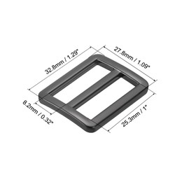 PATIKIL 25mm Tri-Glide Slide Buckles, 8 Pack Metal Webbing Strap Fastener for Backpack Bag Belt, Black