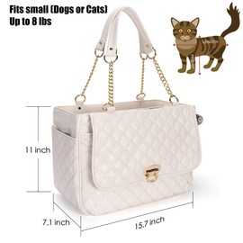 Fashion Pet Carrier Dogs Cat Small Animals Purse Bag, Leather Pet Carriers Dog Puppy Kitten Tote Travel Handbag TSA Airline-Approved