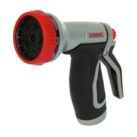 Chapin 46847: 9-Pattern Garden Hose Spray Nozzle with Rear Trigger Grip, Threaded Connection Fits Standard Garden Hose, for Gardening, Landscaping, Watering and Outdoor Jobs, Red/Black/Grey