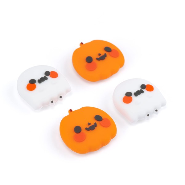 GeekShare Silicone Switch Thumb Grips, Joystick Covers Compatible with Nintendo Switch/OLED/Switch Lite,4PCS - Pumpkin Ghost