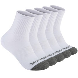 Monxiery Mens 100% Cotton Cushioned Moisture Wicking Ankel Socks, Athletic Performance Running Breathable Quarter Socks