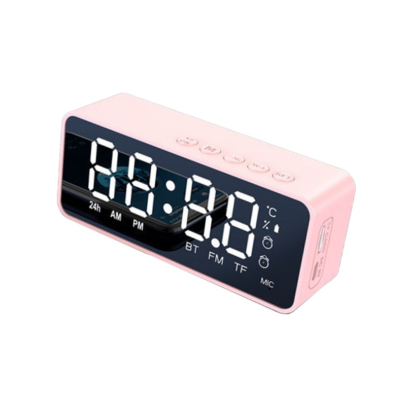 Digital Alarm Clock with BT Speaker, Mirror LED Display Clock