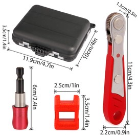 Hakkin 53PCS Mini Ratchet Screwdriver Set 1/4" Inch Drive Mini Ratchet Wrench Offset Reversible Mini Ratcheting Screwdriver Socket Extension Bit Holder 50Pcs Multi Screwdriver Bits