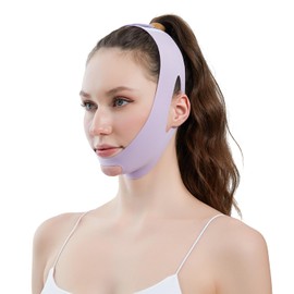 YINGMAN Face Slimming Lift-Up Mask for Small Face Correction and Face Line Support, Double Chin Relief to Nasolabial Line Care (Purple)