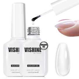 Vishine 2 x 16ml Gel Building Nails, 8-in-1 Builder Gel Transparent for Nail Extension and Modeling, Reinforcement, Nail Art, Manicure, Repair
