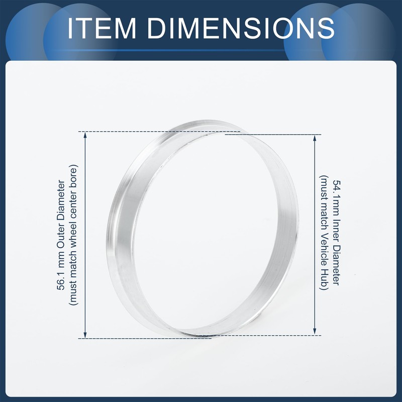 INFINAUTO Hub Centric Ring 54.1mm Inner to 56.1mm OD Car