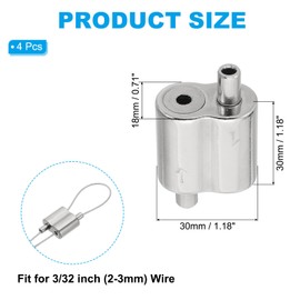 PATIKIL 30x30x18mm Wire Rope Clips, 4Pcs Zinc Alloy Wire Rope Cable Clamps for 2-3mm Wire Adjustable Wire Connector Wire Lock Rope Fittings for Hanging Wire, Nickel Color