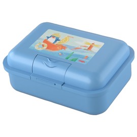HABA Penguin Lunch Box (Blue) with Divider - Robust Snack Box for Children, Dishwasher Safe, Ideal for School, Nursery & Travel - 2012442001