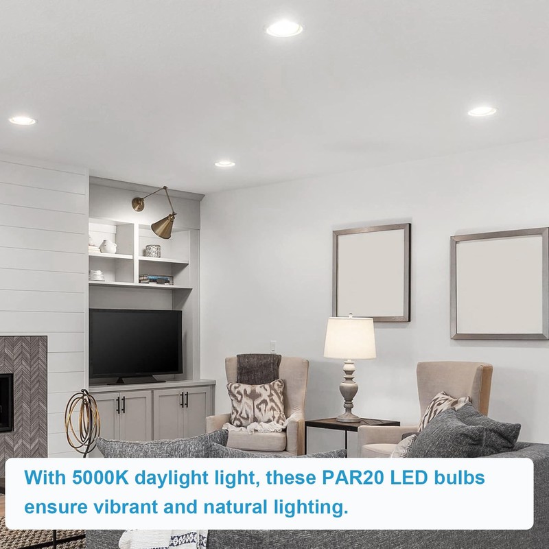 Vannise PAR20 LED Bulbs 5000K Daylight, 6 Pack Long Lasting