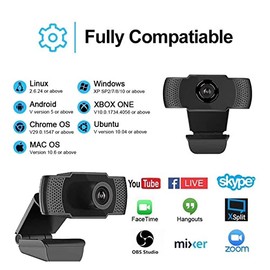 Web Camera USB Webcam 1080P Web Camera with Microphone for PC HD Web CAM Computer Camera for Laptop Online Teaching for Twitch Streaming for Gaming...