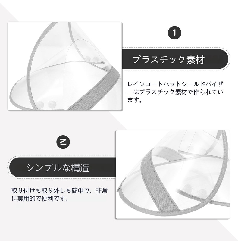 LIOOBO Rain Hood with Visor Clear Plastic Rain Hat Wide